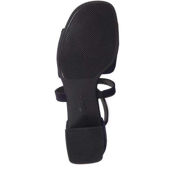 Jones Bootmaker Outlet Alloy Heeled Leather Sandals - Navy