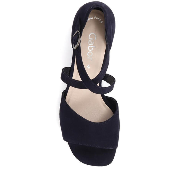 Jones Bootmaker Outlet Alloy Heeled Leather Sandals - Navy