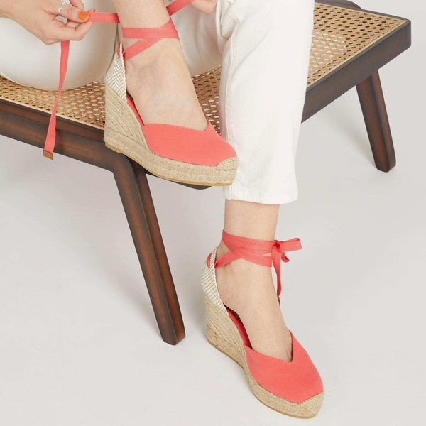 Jones Bootmaker Outlet Alyssa Wedge Espadrille Sandals - Coral