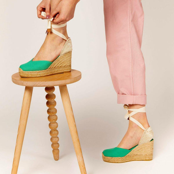 Jones Bootmaker Outlet Alyssa Wedge Espadrille Sandals - Green