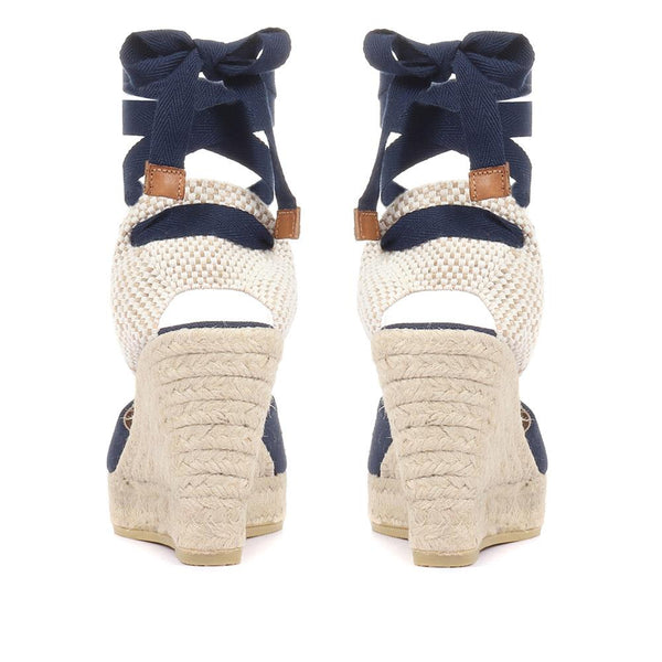 Jones Bootmaker Outlet Alyssa Wedge Espadrille Sandals - Navy