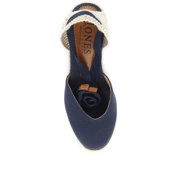 Jones Bootmaker Outlet Alyssa Wedge Espadrille Sandals - Navy