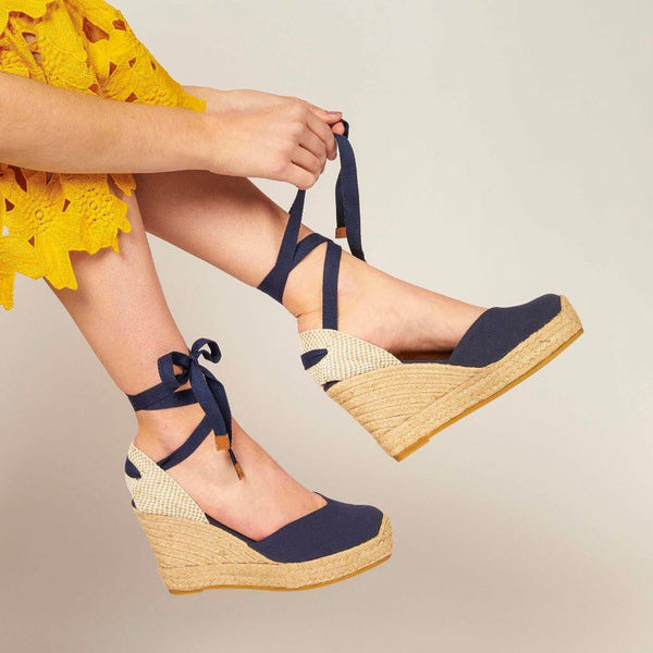 Jones Bootmaker Outlet Alyssa Wedge Espadrille Sandals - Navy