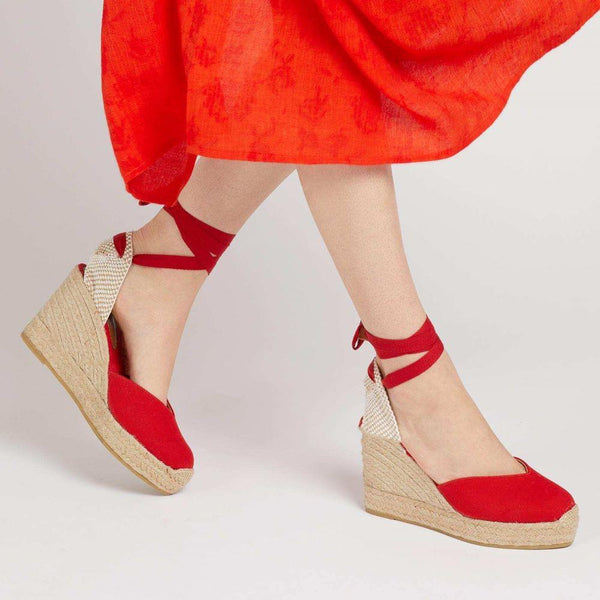 Jones Bootmaker Outlet Alyssa Wedge Espadrille Sandals - Red