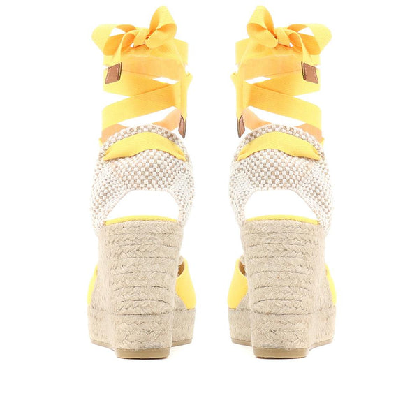 Jones Bootmaker Outlet Alyssa Wedge Espadrille Sandals - Yellow
