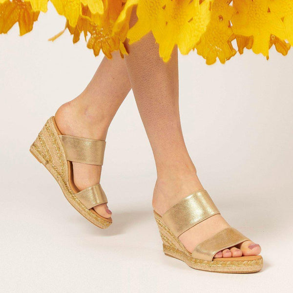 Jones Bootmaker Outlet Amabelle Wedge Mule Sandals - Gold