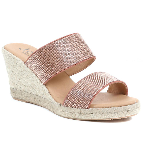 jones bootmaker Outlet Amabelle Wedge Mule Sandals - Rose Gold Shimmer
