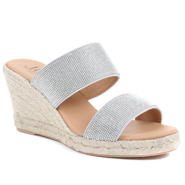 jones bootmaker Outlet Amabelle Wedge Mule Sandals - Silver Shimmer