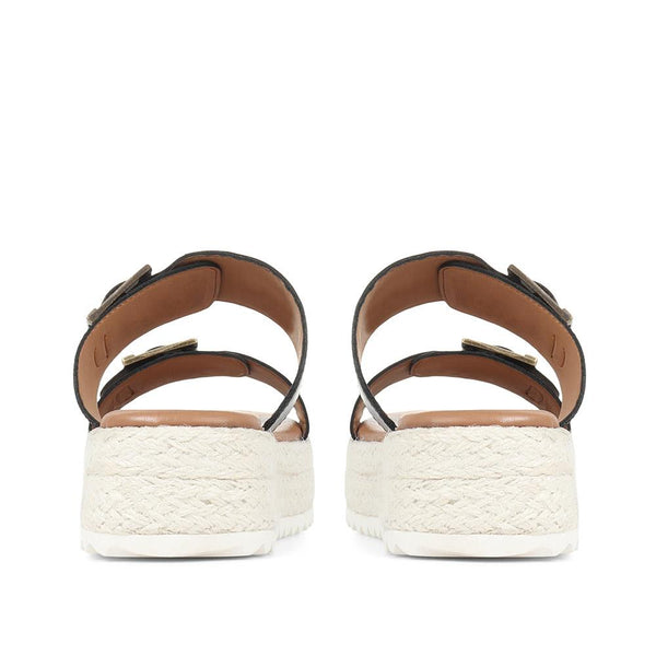 Jones Bootmaker Outlet Amelda Leather Platform Sandals - Black