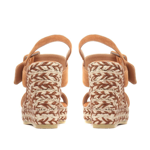 Jones Bootmaker Outlet Amerie Wedge Sandals - Tan Suede