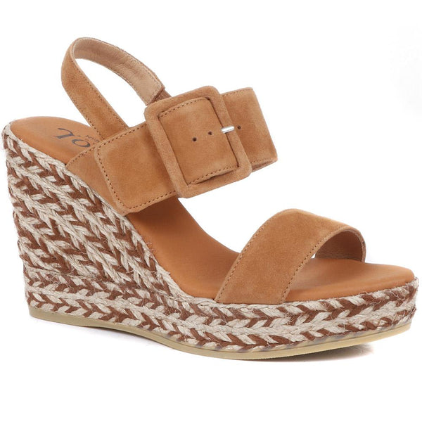 jones bootmaker Outlet Amerie Wedge Sandals - Tan Suede