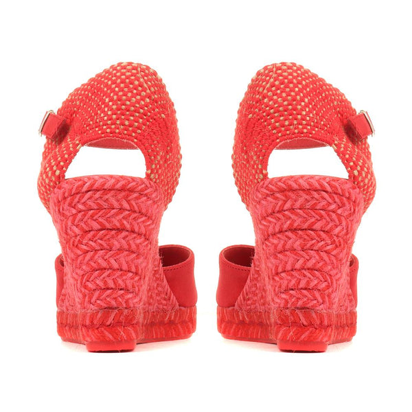 Jones Bootmaker Outlet Arabella Wedge Sandals - Red Suede