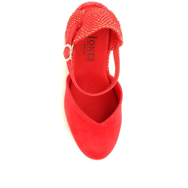 Jones Bootmaker Outlet Arabella Wedge Sandals - Red Suede