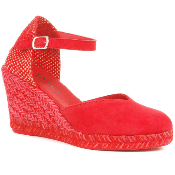 jones bootmaker Outlet Arabella Wedge Sandals - Red Suede