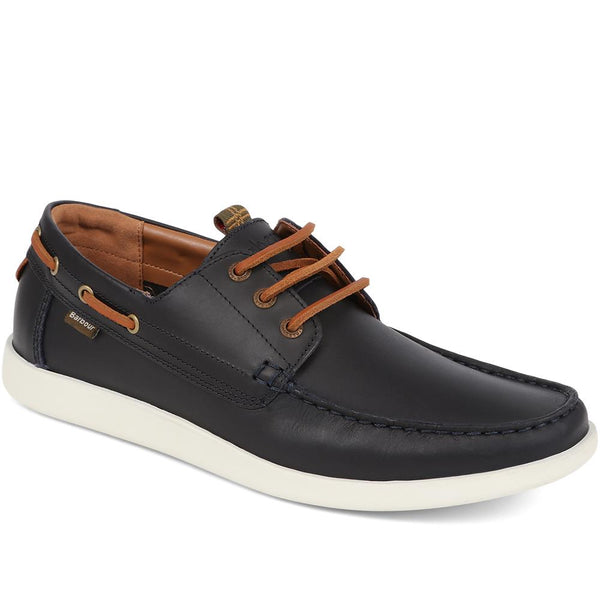 jones bootmaker Outlet Armada Calf Leather Boat Shoes - Navy-Brown