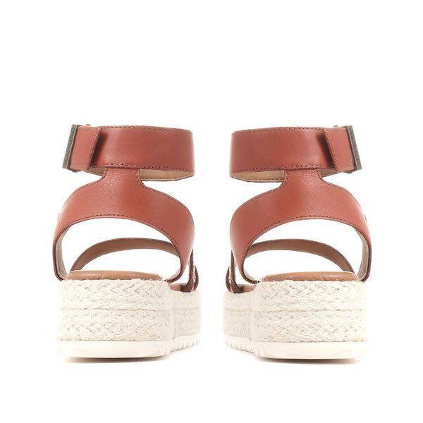 Jones Bootmaker Outlet Astley Leather Platform Sandals - Tan