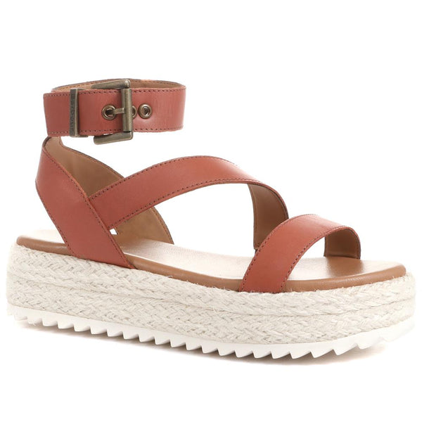 jones bootmaker Outlet Astley Leather Platform Sandals - Tan
