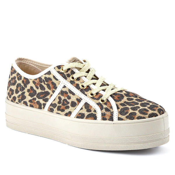 jones bootmaker Outlet Aveline Platform Trainers - Leopard