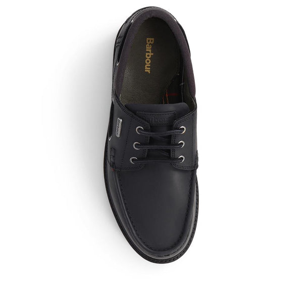 Jones Bootmaker Outlet Basalt Calf Leather Boat Shoe - Black