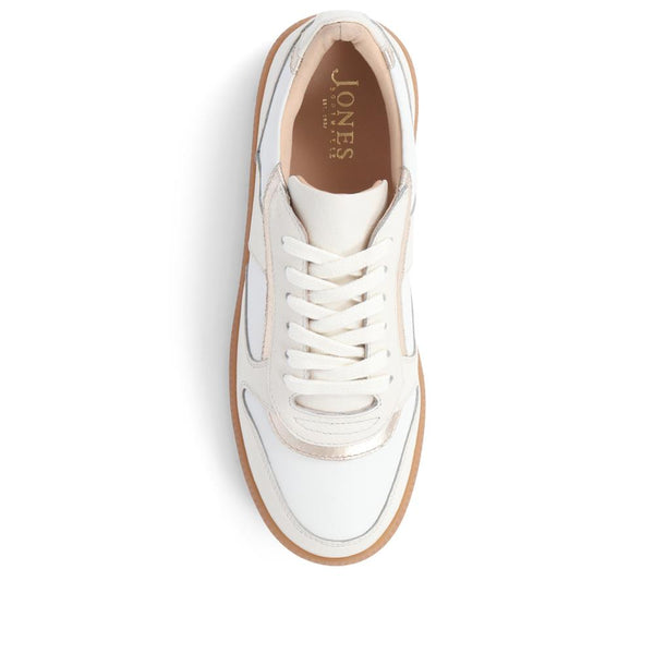 Jones Bootmaker Outlet Beatricia Leather Trainers - White-Gold