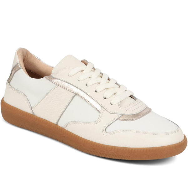 jones bootmaker Outlet Beatricia Leather Trainers - White-Gold