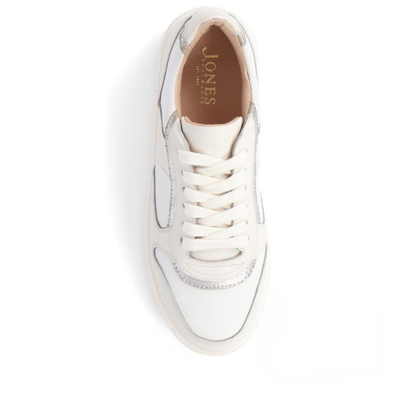 Jones Bootmaker Outlet Beatricia Leather Trainers - White-Silver