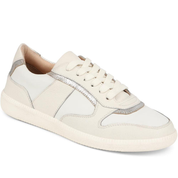 jones bootmaker Outlet Beatricia Leather Trainers - White-Silver