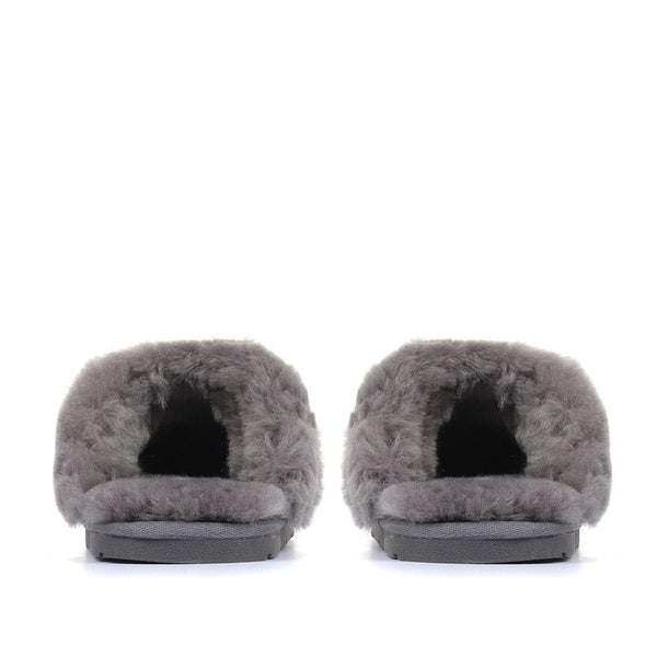 Jones Bootmaker Outlet Bella-Rose Sheepskin Mule Slippers - Grey