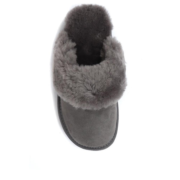 Jones Bootmaker Outlet Bella-Rose Sheepskin Mule Slippers - Grey