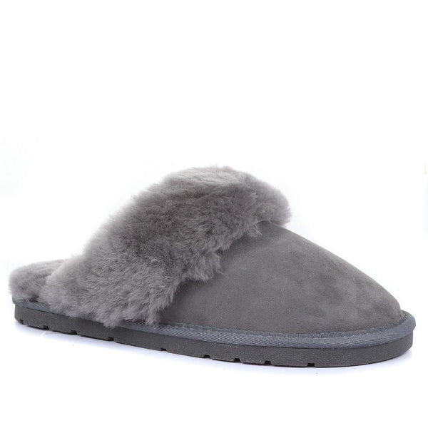 jones bootmaker Outlet Bella-Rose Sheepskin Mule Slippers - Grey