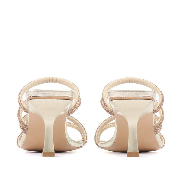 Jones Bootmaker Outlet Bertilla Diamante Heeled Mules - Gold