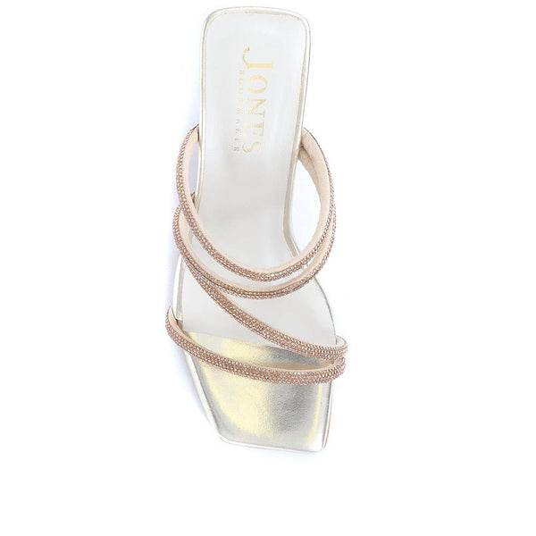 Jones Bootmaker Outlet Bertilla Diamante Heeled Mules - Gold