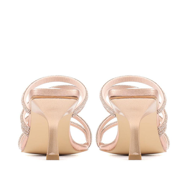 Jones Bootmaker Outlet Bertilla Diamante Heeled Mules - Nude