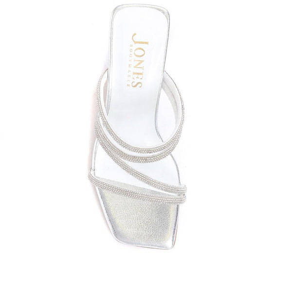 Jones Bootmaker Outlet Bertilla Diamante Heeled Mules - Silver