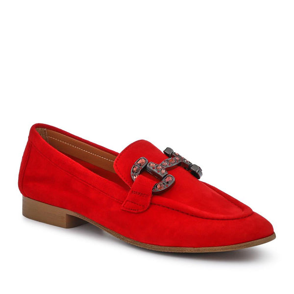jones bootmaker Outlet Buckle-Detailed Slip-On Shoes - Berry Suede