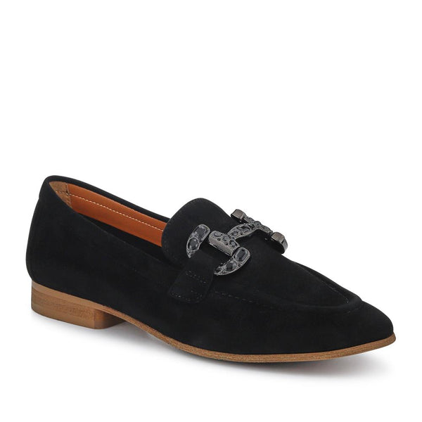 jones bootmaker Outlet Buckle-Detailed Slip-On Shoes - Black Suede