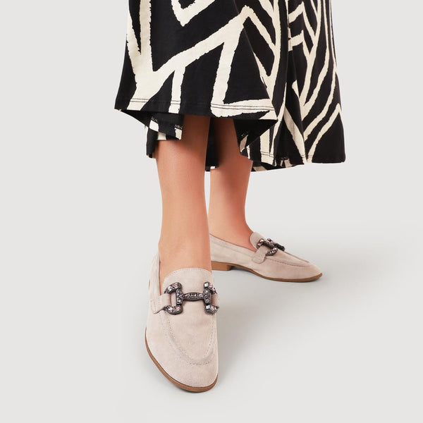 Jones Bootmaker Outlet Buckle-Detailed Slip-On Shoes - Taupe Suede