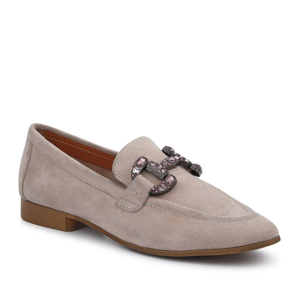 jones bootmaker Outlet Buckle-Detailed Slip-On Shoes - Taupe Suede