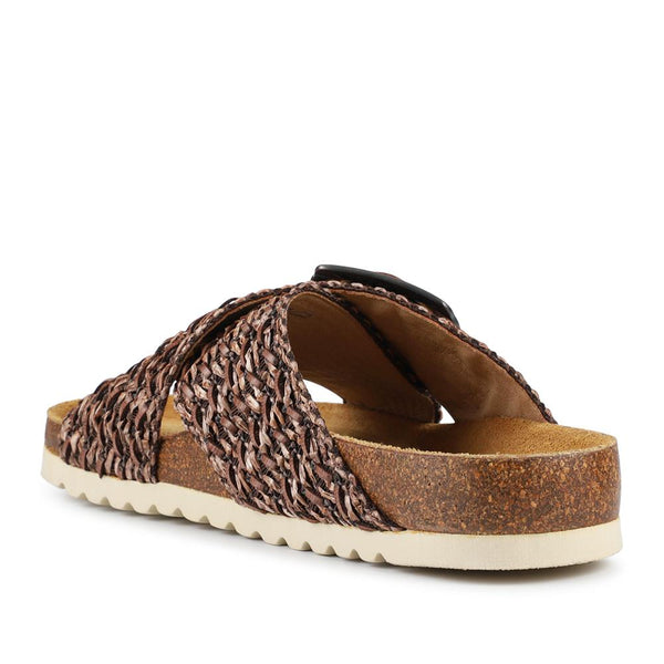 Jones Bootmaker Outlet Buckle Slider Sandals - Dark Brown