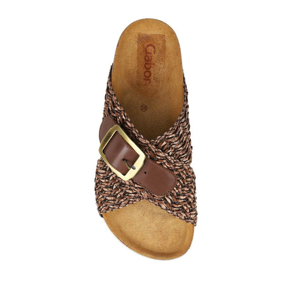 Jones Bootmaker Outlet Buckle Slider Sandals - Dark Brown