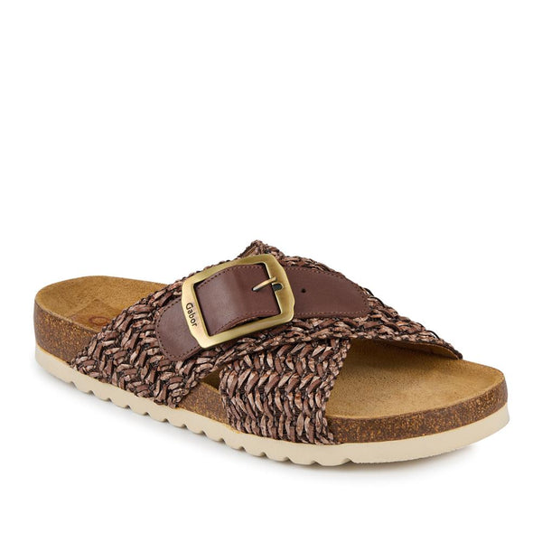 jones bootmaker Outlet Buckle Slider Sandals - Dark Brown