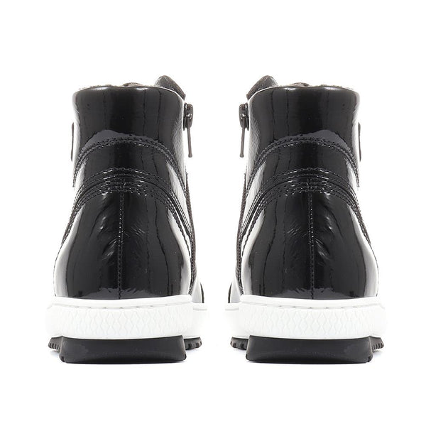 Jones Bootmaker Outlet Bulner High Top Leather Trainers - Black Patent