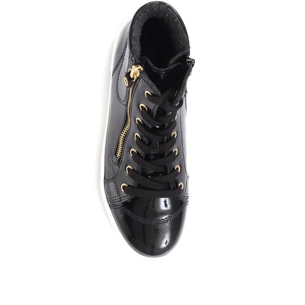 Jones Bootmaker Outlet Bulner High Top Leather Trainers - Black Patent