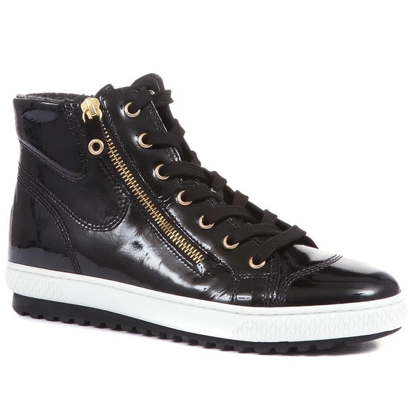 jones bootmaker Outlet Bulner High Top Leather Trainers - Black Patent