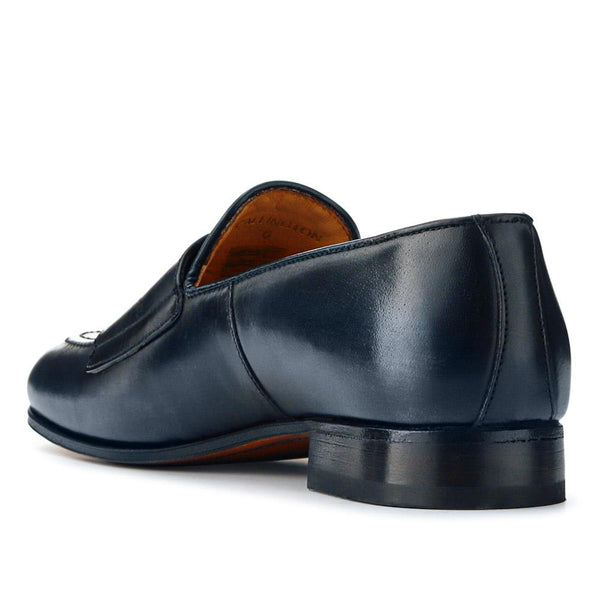 Jones Bootmaker Outlet Callington Smart Leather Buckle Shoes - Navy