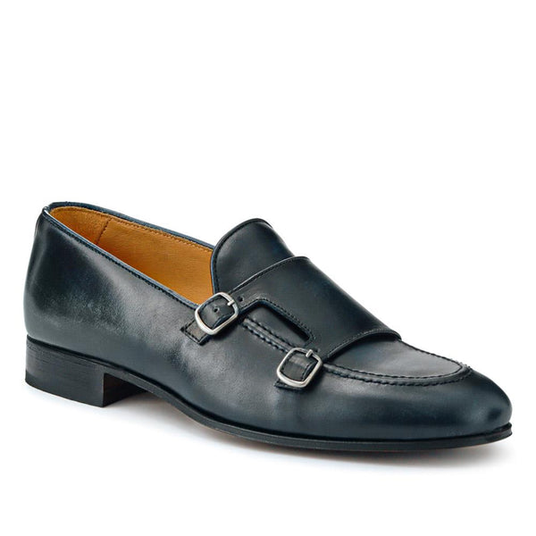 jones bootmaker Outlet Callington Smart Leather Buckle Shoes - Navy