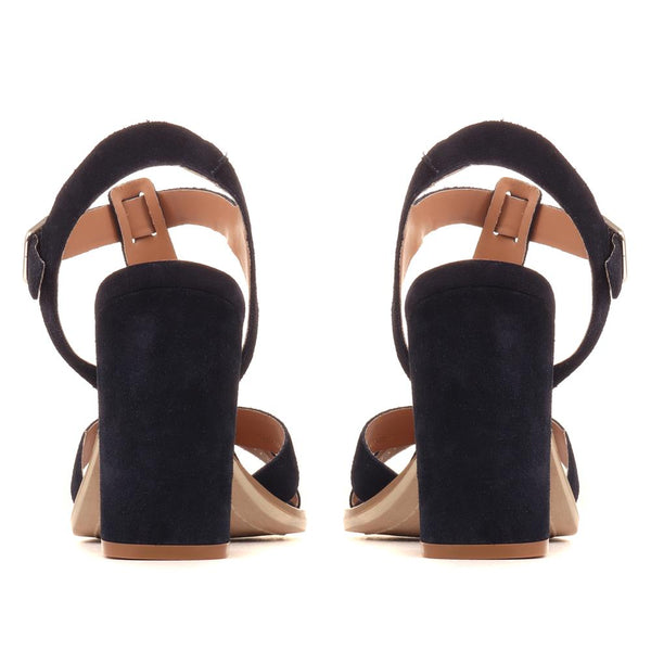 Jones Bootmaker Outlet Celestia T-Bar Block Heeled Sandals - Navy