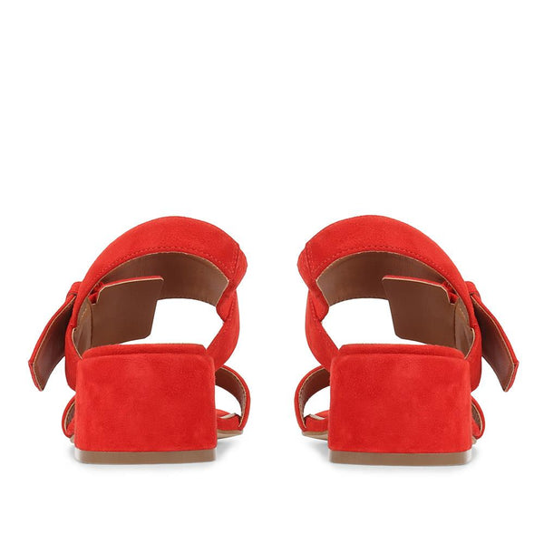 Jones Bootmaker Outlet Charlee Leather Block Heel Sandals - Red