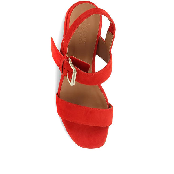 Jones Bootmaker Outlet Charlee Leather Block Heel Sandals - Red