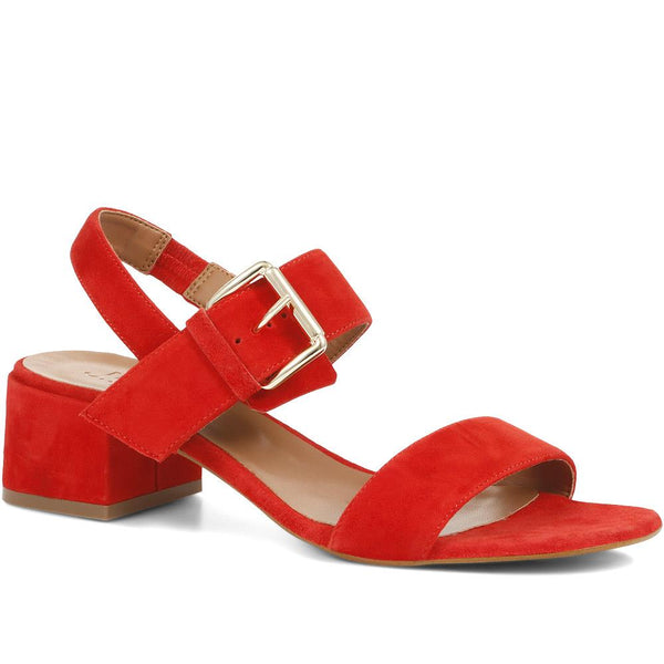 jones bootmaker Outlet Charlee Leather Block Heel Sandals - Red
